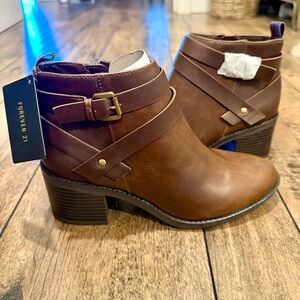 NWT Forever 21 Women's Brown Ankle Booties with Buckle Detail